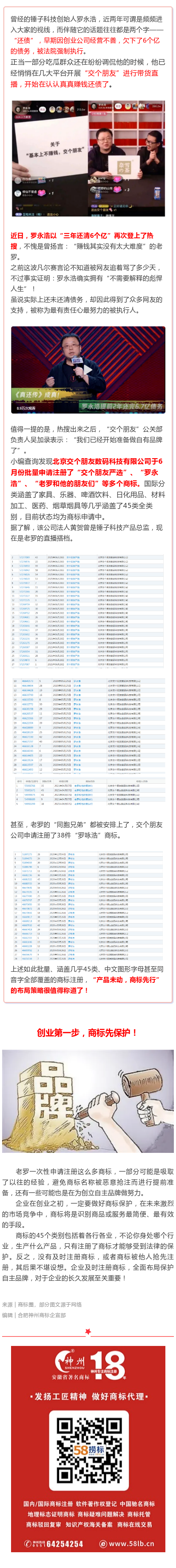 三年還了6個(gè)億，羅永浩“交個(gè)朋友嚴(yán)選”注冊(cè)全類商標(biāo)